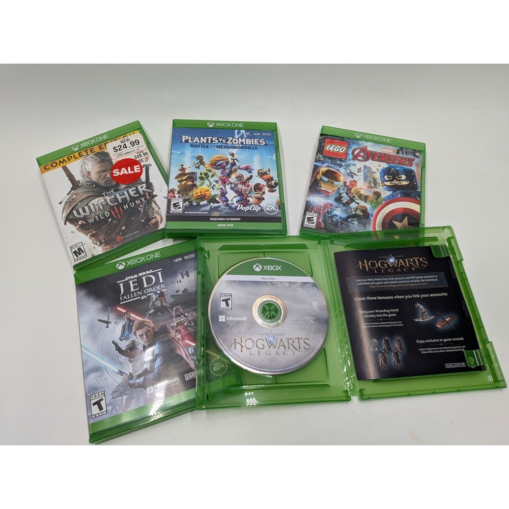 Xbox One Game Bundle Hogwarts Legacy Star Wars Witcher 3 LEGO Avengers PvZ